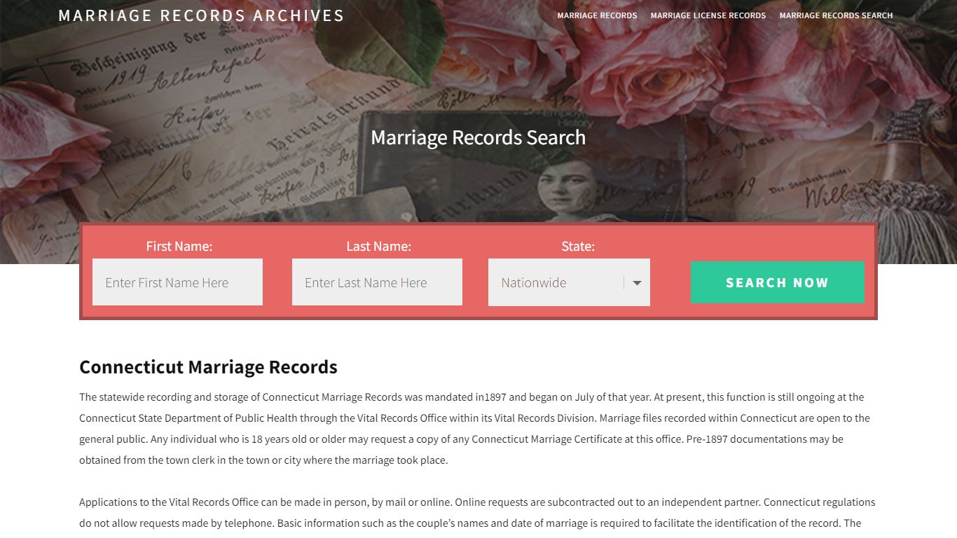 Connecticut Marriage Records | Enter Name and Search | 14 Days Free